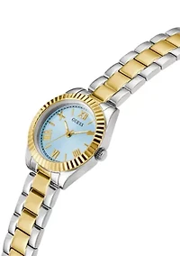 Two Tone Slim Blue Dial Watch