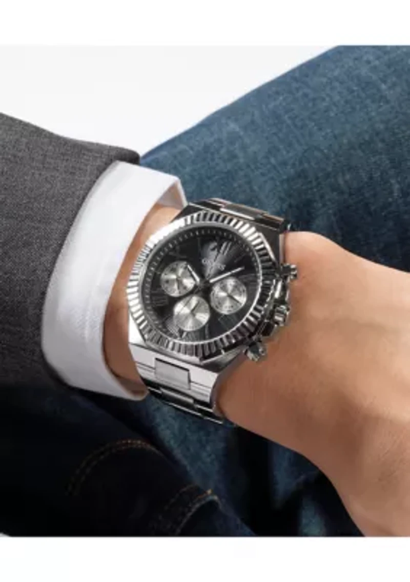 Silver and Black Metal Watch
