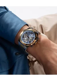 Stainless Steel Two Tone Blue Dial Watch