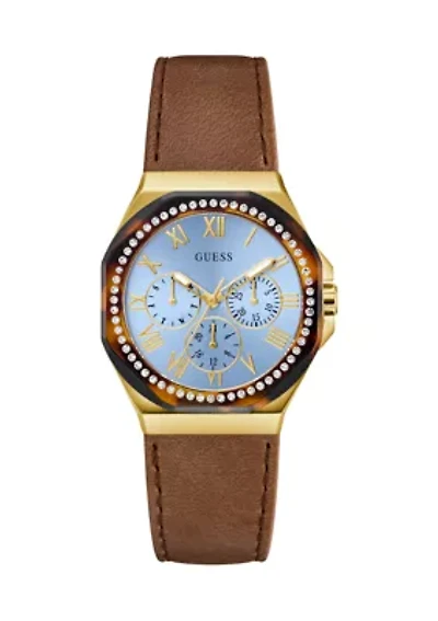  Ladies Brown Gold Tone Multi-Function Watch