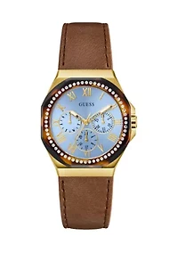  Ladies Brown Gold Tone Multi-Function Watch