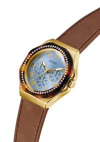  Ladies Brown Gold Tone Multi-Function Watch