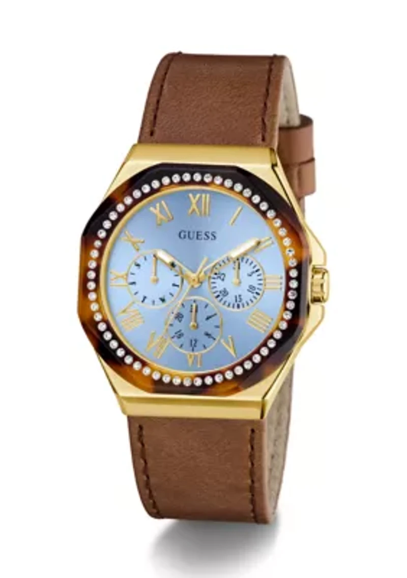  Ladies Brown Gold Tone Multi-Function Watch