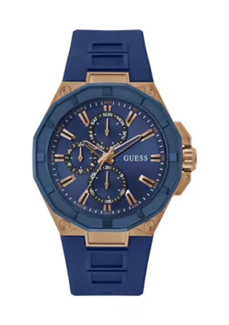 Blue Rose Gold Tone Multifunction Watch