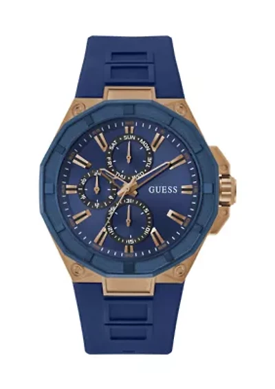Blue Rose Gold Tone Multifunction Watch