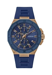Blue Rose Gold Tone Multifunction Watch