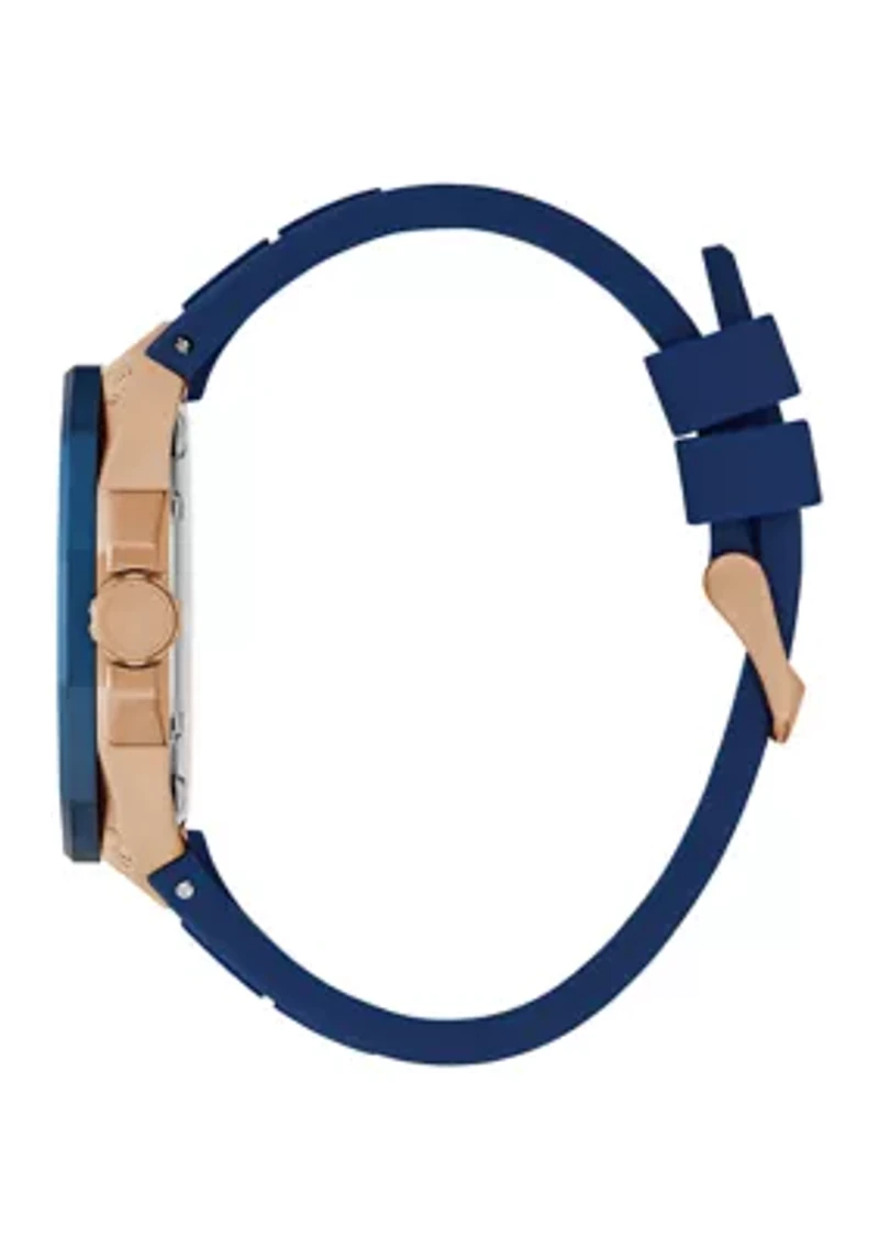 Blue Rose Gold Tone Multifunction Watch