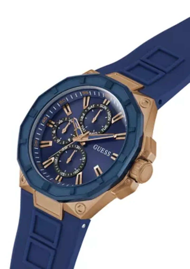 Blue Rose Gold Tone Multifunction Watch