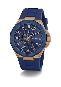 Blue Rose Gold Tone Multifunction Watch