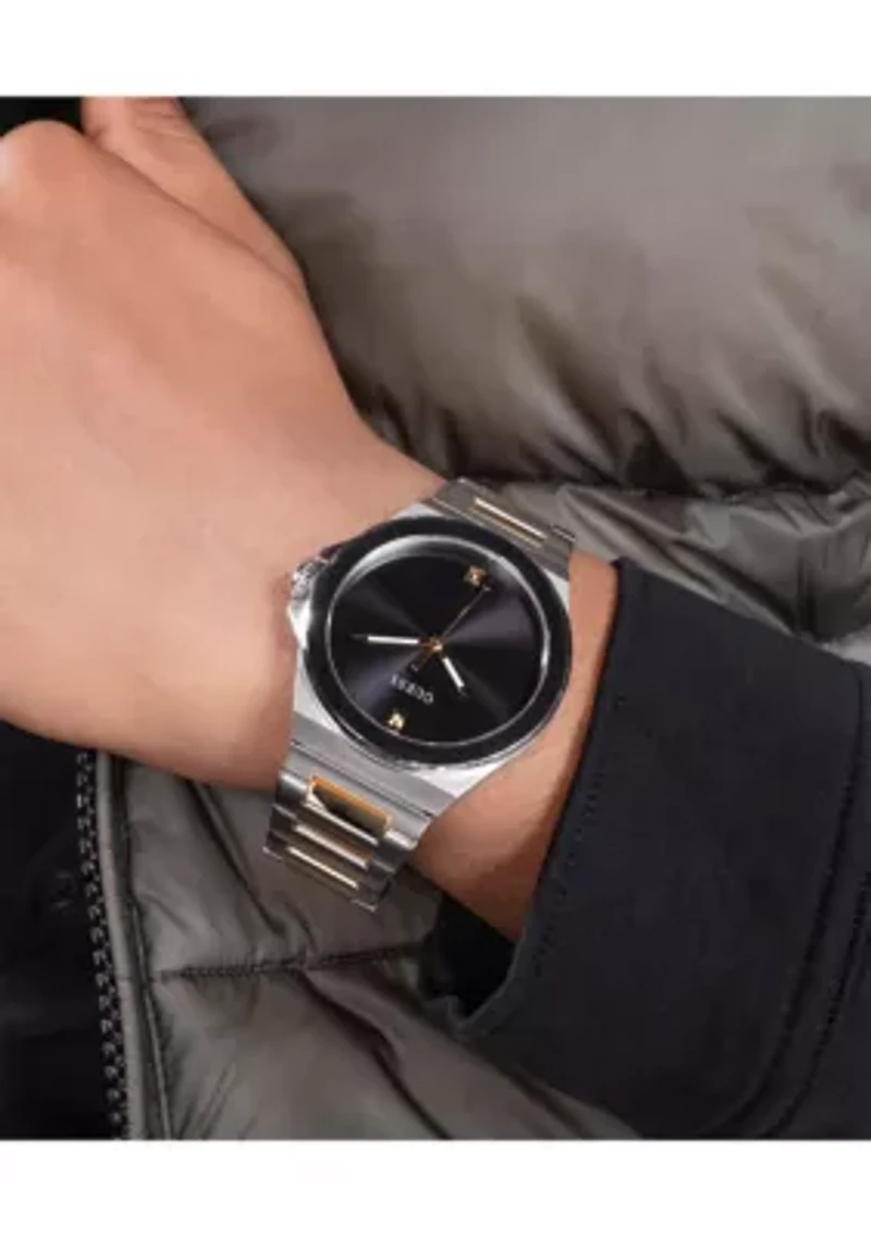 Two Tone Black Dial Watch