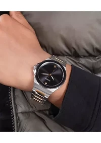Two Tone Black Dial Watch