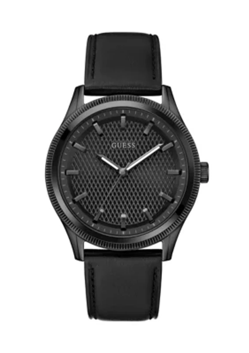 Black Leather Strap Analog Watch
