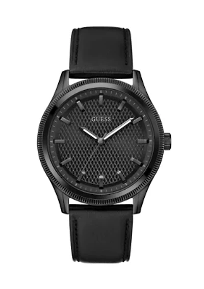 Black Leather Strap Analog Watch
