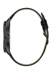 Black Leather Strap Analog Watch