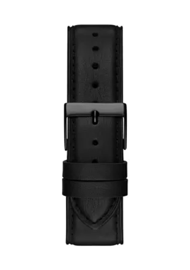 Black Leather Strap Analog Watch