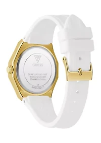 Gold Tone White Rubber Band Analog Watch