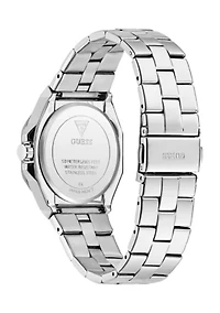 Silver Tone Blue Face Analog Watch
