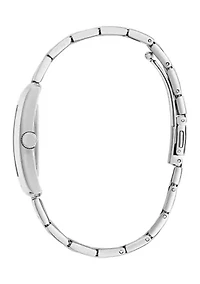 Silver Tone Blue Rectangle Face Watch