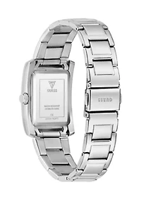 Silver Tone Blue Rectangle Face Watch