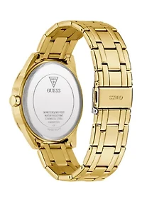 Gold Tone Blue Face Analog Watch