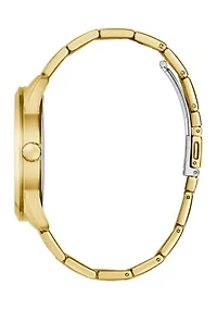 Gold Tone Blue Face Analog Watch