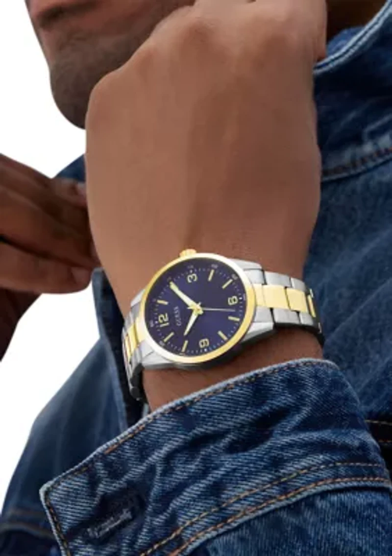 Two Tone Blue Dial Watch