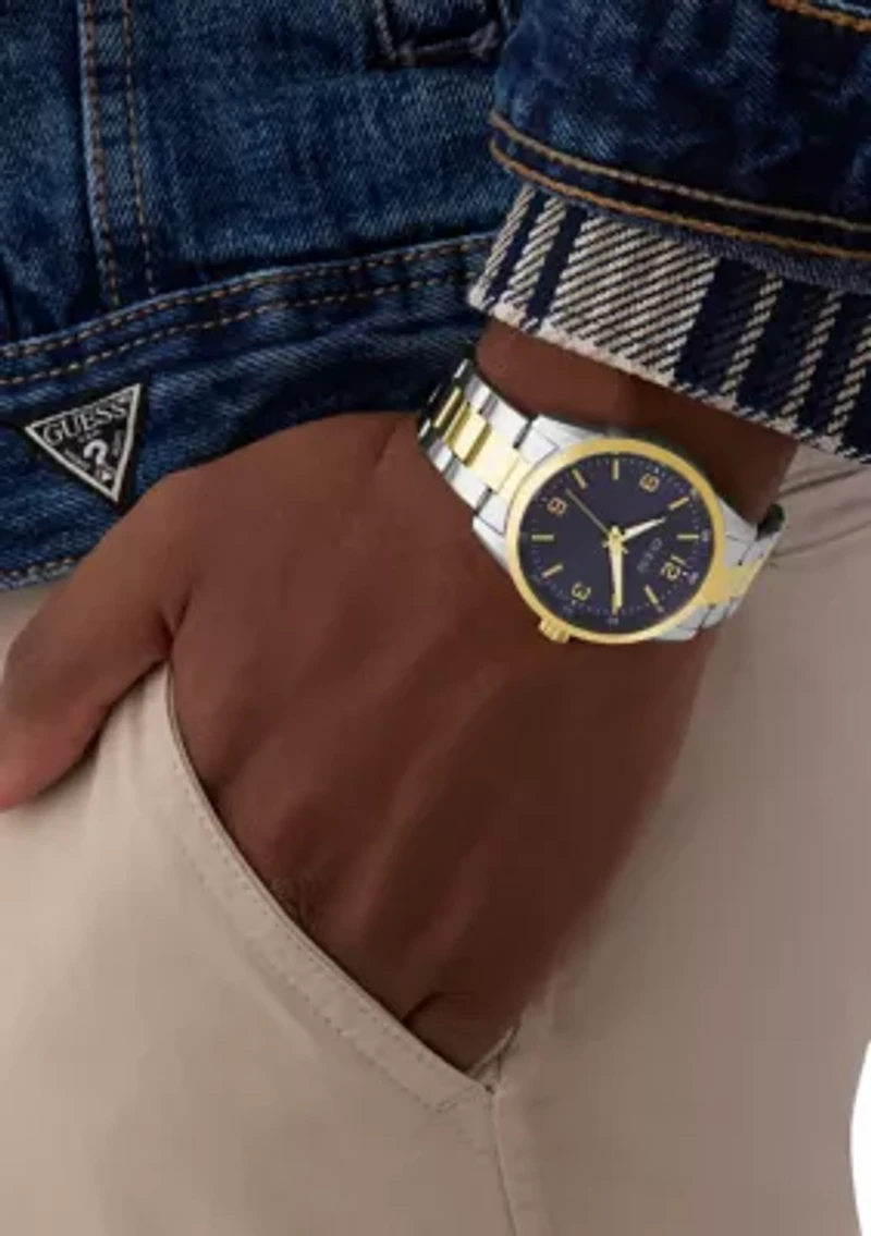 Two Tone Blue Dial Watch