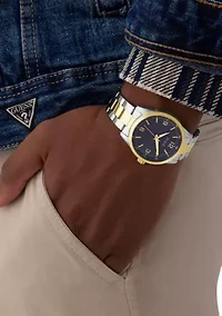Two Tone Blue Dial Watch
