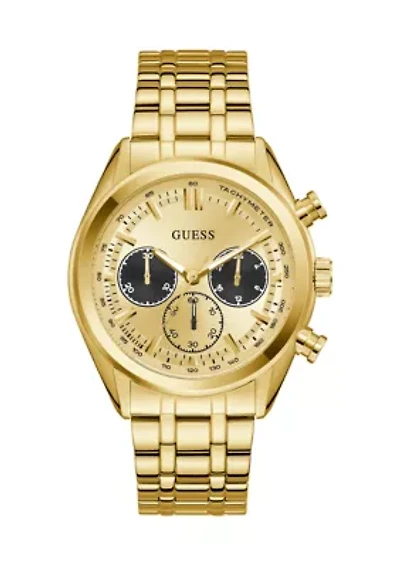 Mens Gold Tone Multi-function Watch