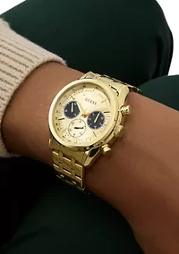  Mens Gold Tone Multi-function Watch
