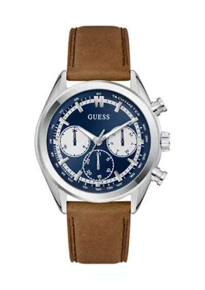 Men's Brown Silver Tone Multi-Function Watch