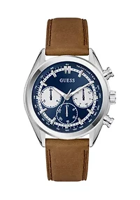 Men's Brown Silver Tone Multi-Function Watch