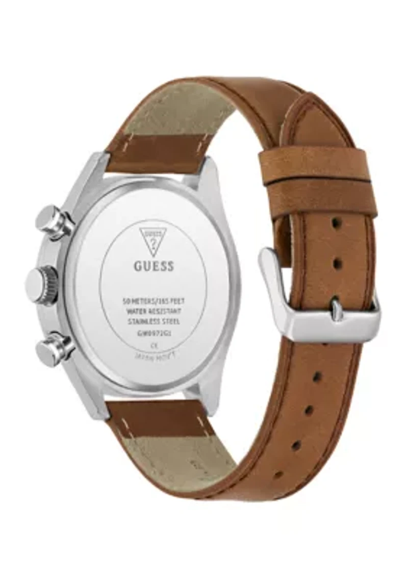 Men's Brown Silver Tone Multi-Function Watch