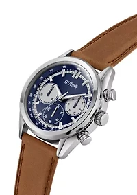Men's Brown Silver Tone Multi-Function Watch