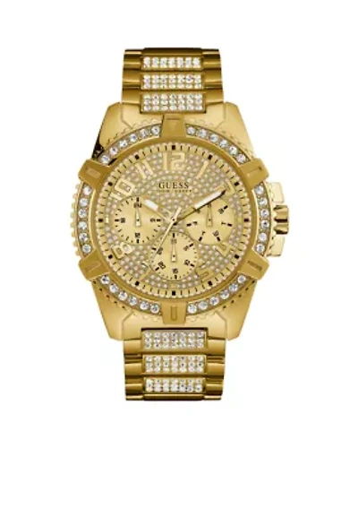 Men's Gold-Tone Crystal Multifunction Watch