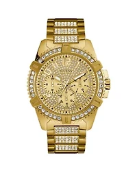 Men's Gold-Tone Crystal Multifunction Watch