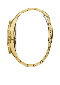 Men's Gold-Tone Crystal Multifunction Watch