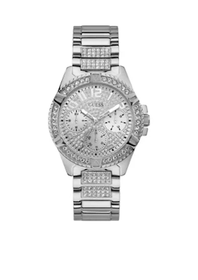 Silver-Tone And Crystal Statement Watch  