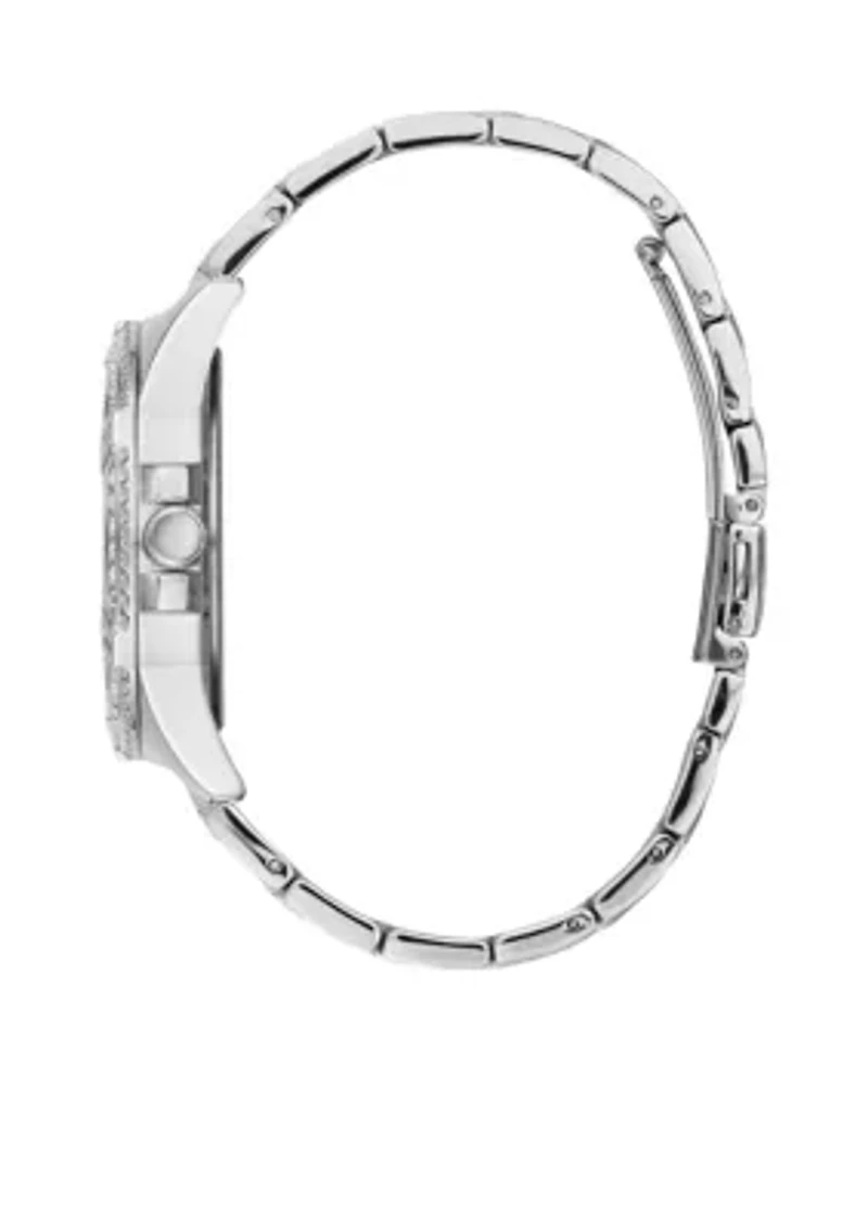 Silver-Tone And Crystal Statement Watch  