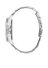 Silver-Tone And Crystal Statement Watch  