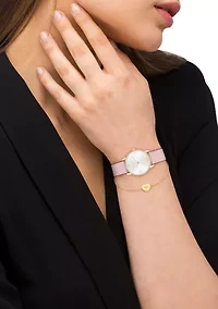 Elliot Pink Leather Strap Watch and Slider Bracelet