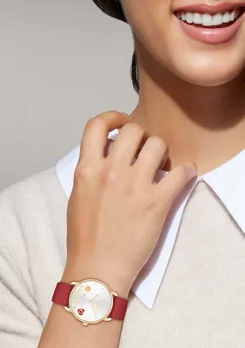 Elliot Red Leather Strap Watch