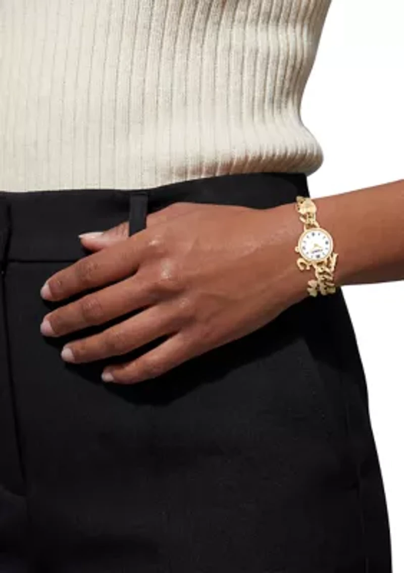 Iris Stainless Steel Charm Bracelet Watch