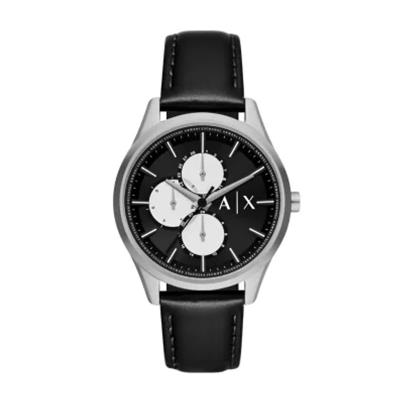 Multifunction Black Leather Watch