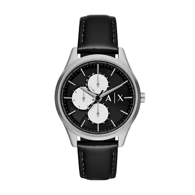 Multifunction Black Leather Watch