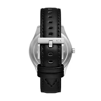 Multifunction Black Leather Watch