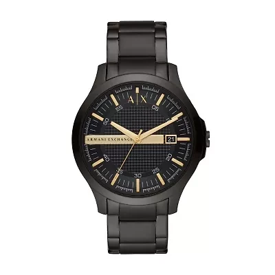 Armani Exchange Three-Hand Date Black Stainless Steel Watch