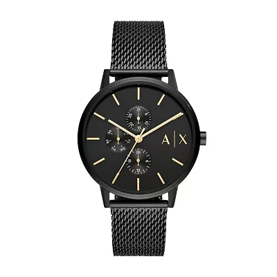 Multifunction Black Stainless Steel Mesh Watch