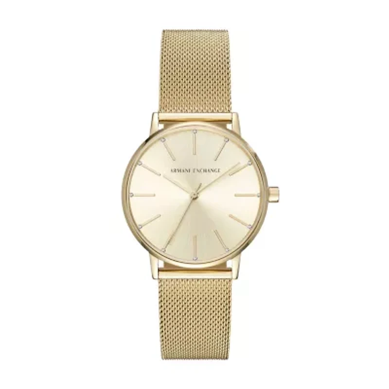 Three-Hand Gold-Tone Stainless Steel Mesh Watch