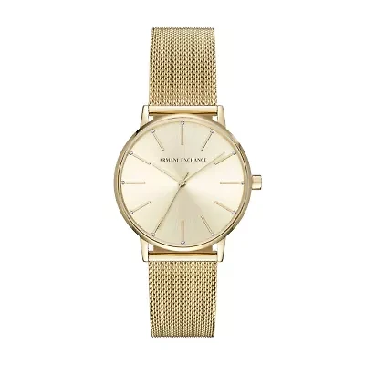 Three-Hand Gold-Tone Stainless Steel Mesh Watch